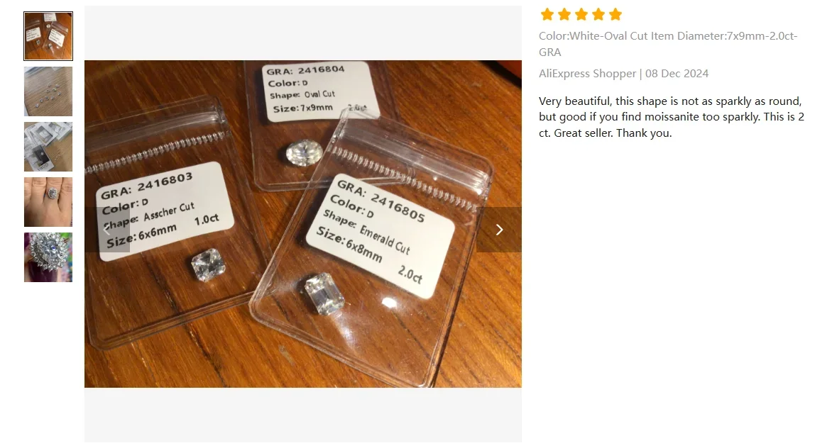 Moissanit-Stein, oval geschliffen, Farbe D, Reinheit VVS1, synthetische Edelsteine für die Herstellung von Schmuck im DIY-Stil, mit Zertifikat. – Detail 9