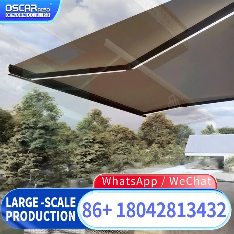 3x25M 5X3M Electric Full Cassette Awning with Remote Control Luxury UV Protection for Outdoor Garden Balcony Retractable Awning