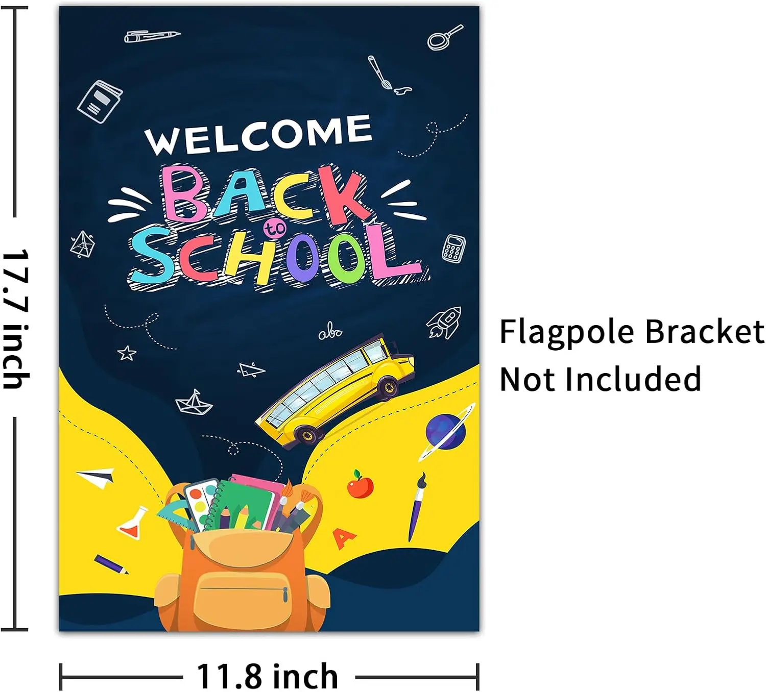 Welcome Back to School Garden Flag 12 x 18 Double Sided, School Supplies Yellow Bus Outdoor Yard Lawn Colorful Fabric School Wel