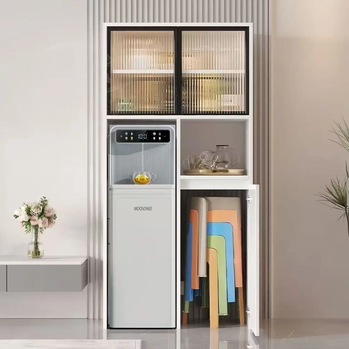 HYS floor-to-ceiling multi-layer side cabinet tea bar machine integrated locker tea cabinet teapot storage cabinet water