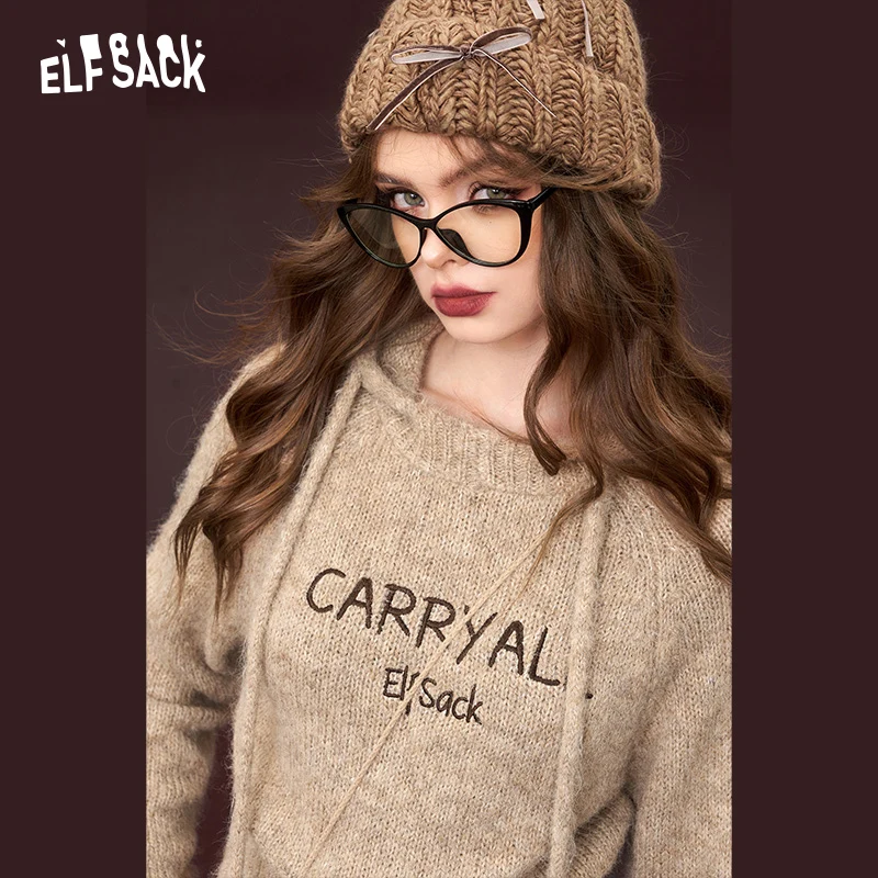 ELFSACK Christmas Hoodies Sweaters Women 2023 Winter New Long Sleeve Designer Knitwears