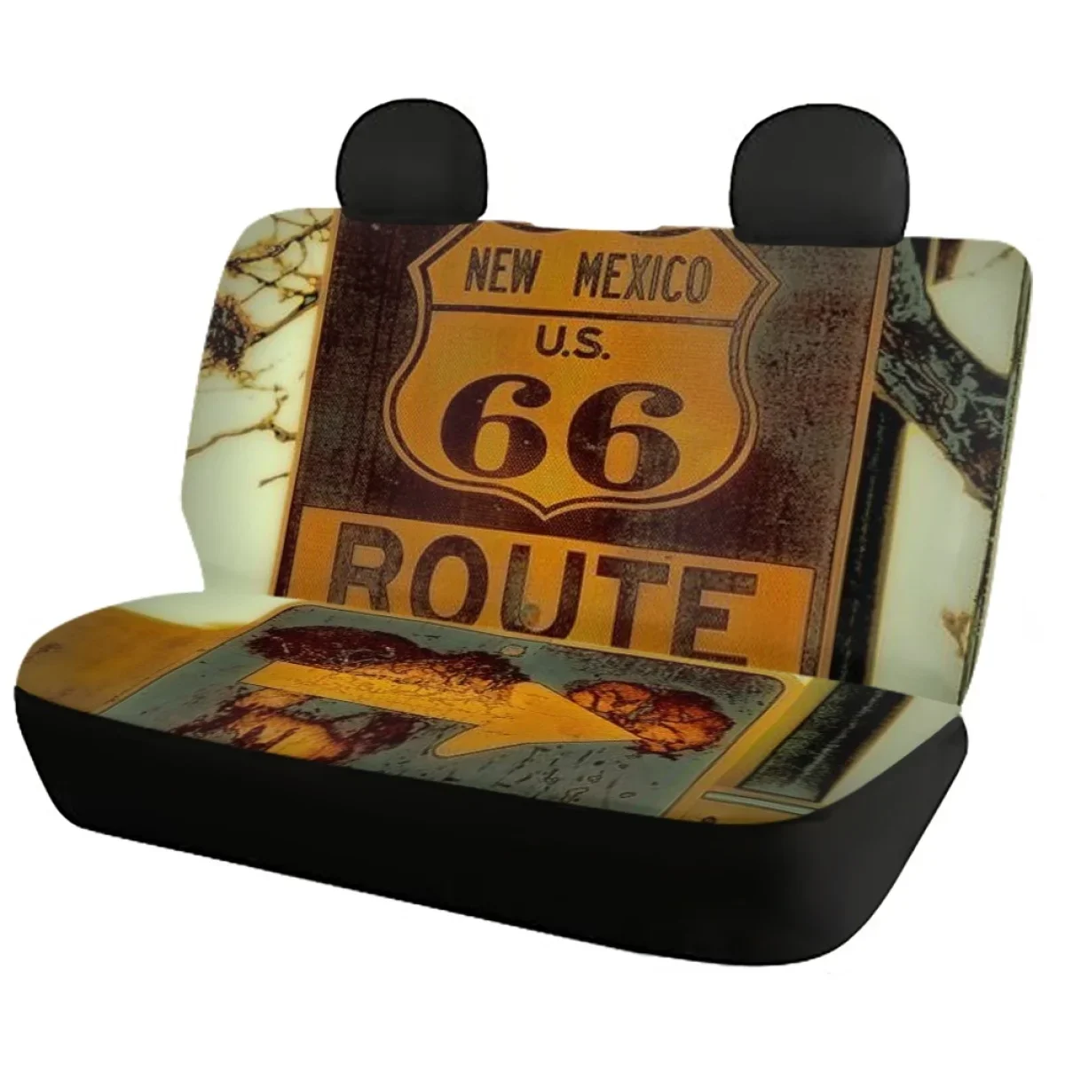 Car Seat Cover Set America Route 66 Letters for Women Universal Truck Sedan Elastic Front Back Seat Cover Vehicles Accesorios