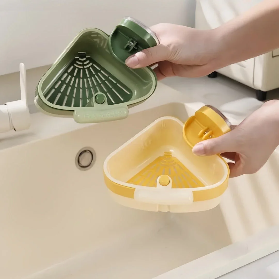 Simple Installation Corner Sink Strainer Basket Strong Load Bearing Triangle Storage Rack Suction Cup Drain Hole