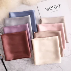 Fashion Spring Summer Women Silk Scarf Square Solid Color Shawl And Wrap Lady Hair Neck Scarves Soft Bandana Foulard