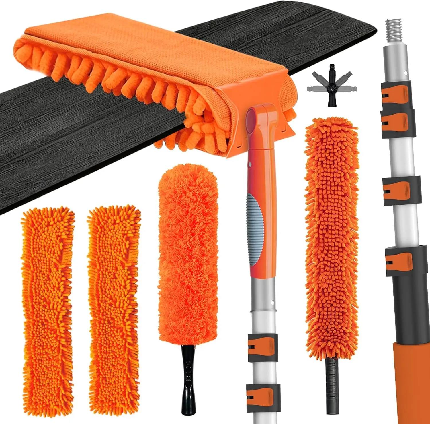 

26FT Reach Ceiling Fan Cleaner Duster, Fan Blade Cleaner Kit with 5-20FT Extension Pole, Microfiber