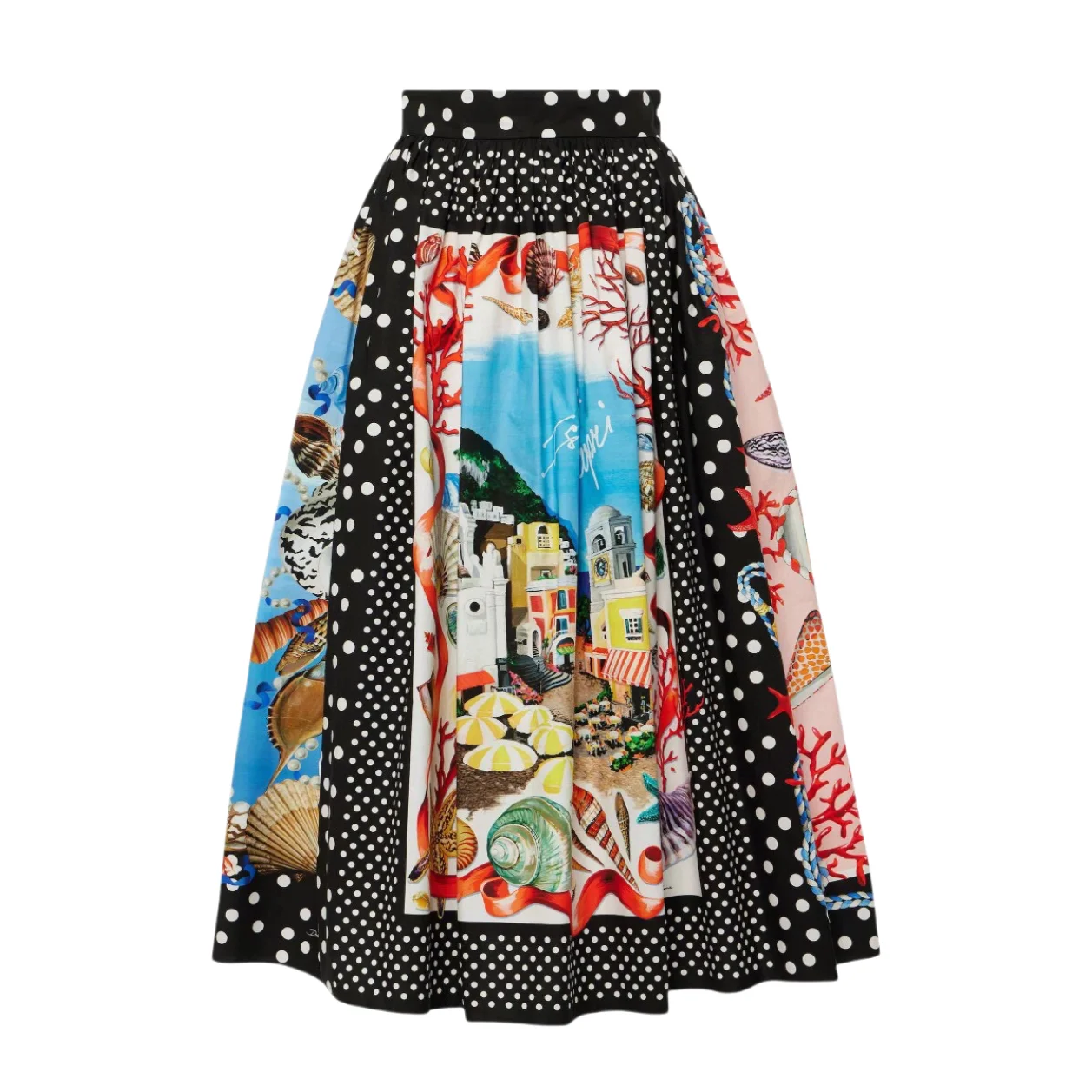 HIGH QAULITY Designer Luxury Summer Women Floral Polka Dot Printed 100% Cotton Long Maxi Skirt A Line High Waist 2024