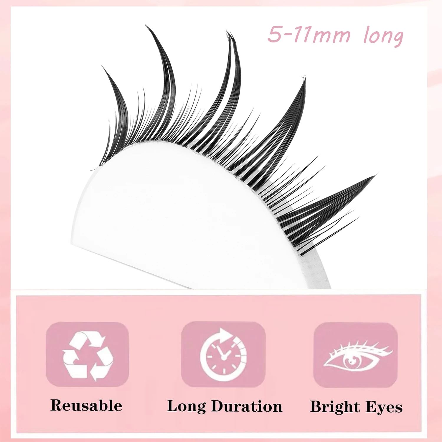 5 par małych sztucznych rzęs Demon z przezroczystymi łodygami i spiczastymi końcówkami do cosplay w stylu Lolita