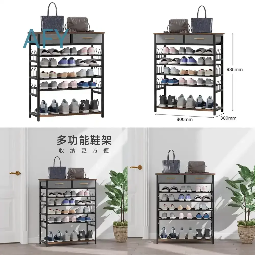Wooden Shoe Cabinet for Entrance Hallway Free Standing Shoe Rack for Small Space Organizers for Home Living Room Bedroom for