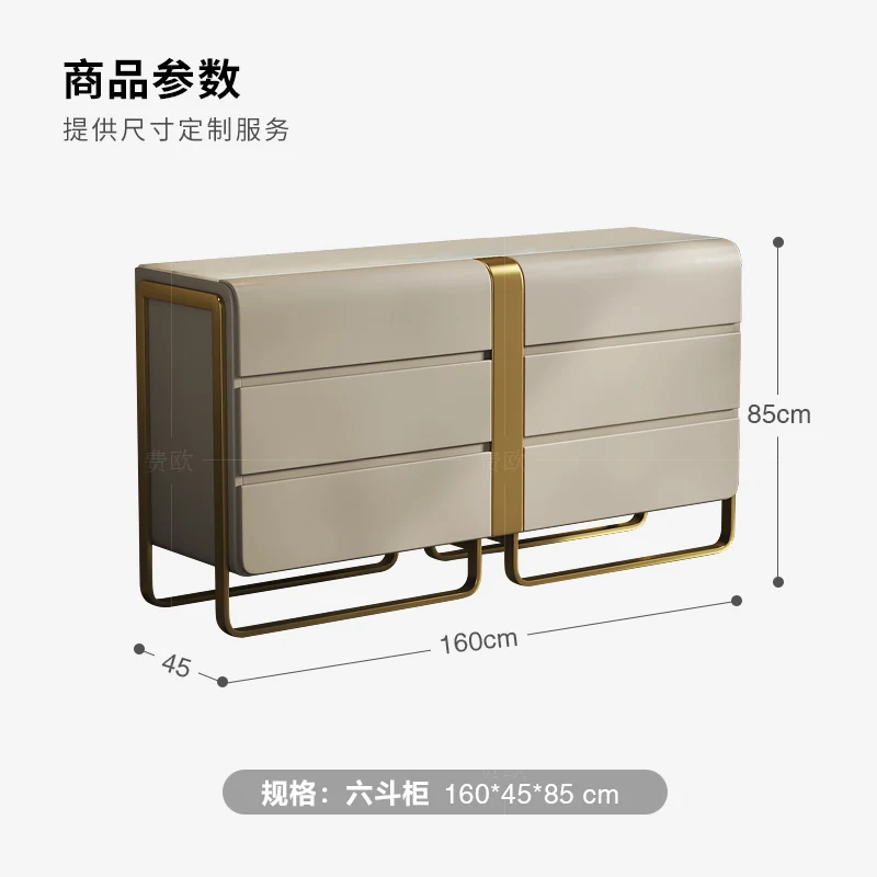 Komoda z sześcioma szufladami w stylu light luxury, modna marmurowa szafka RTV na zamówienie, luksusowa szafka do przechowywania, szafka nocna do sypialni.