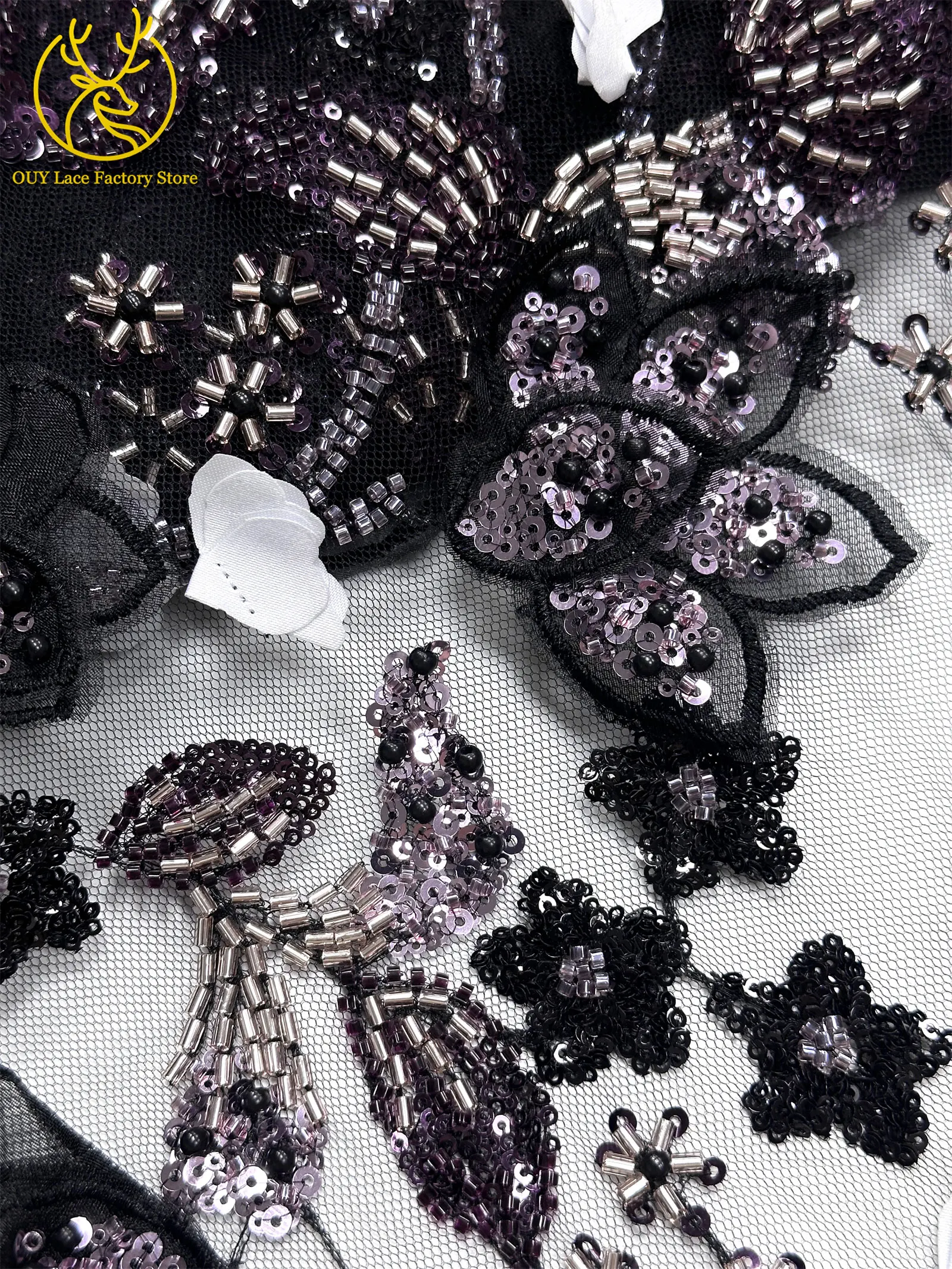 5 Yards afrikanischer 3D-Blumen-Spitzenstoff mit Perlen, 2026, hochwertiger französischer nigerianischer Stickerei-Tüllstoff zum Nähen von Hochzeitskleidern – Detail 27