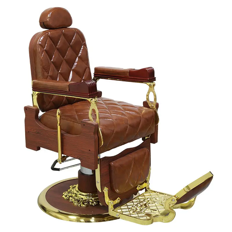 

Wholesale Cheap Barber Chairs Rose Gold Base Hair Barbershop Salon Furniture for Men Use Beauty Barber Chair
