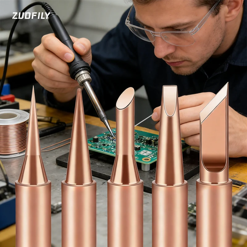5PCS/Lot Pure Copper Soldering Iron Tips 900M-T Replacement Kit for Electric Soldering Iron Welding Repair Tools Accessories