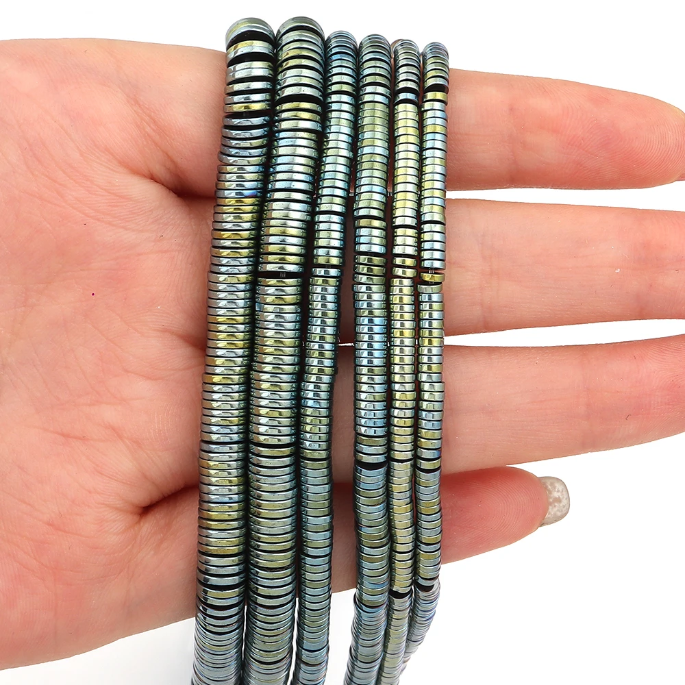 240-300 Stück/Set 3 4 6 8 10mm Flache Runde Hämatit Naturstein Zwischenperlen Scheibenperlen Lose Perlen DIY Armband Schmuckherstellung Zubehör – Detail 4