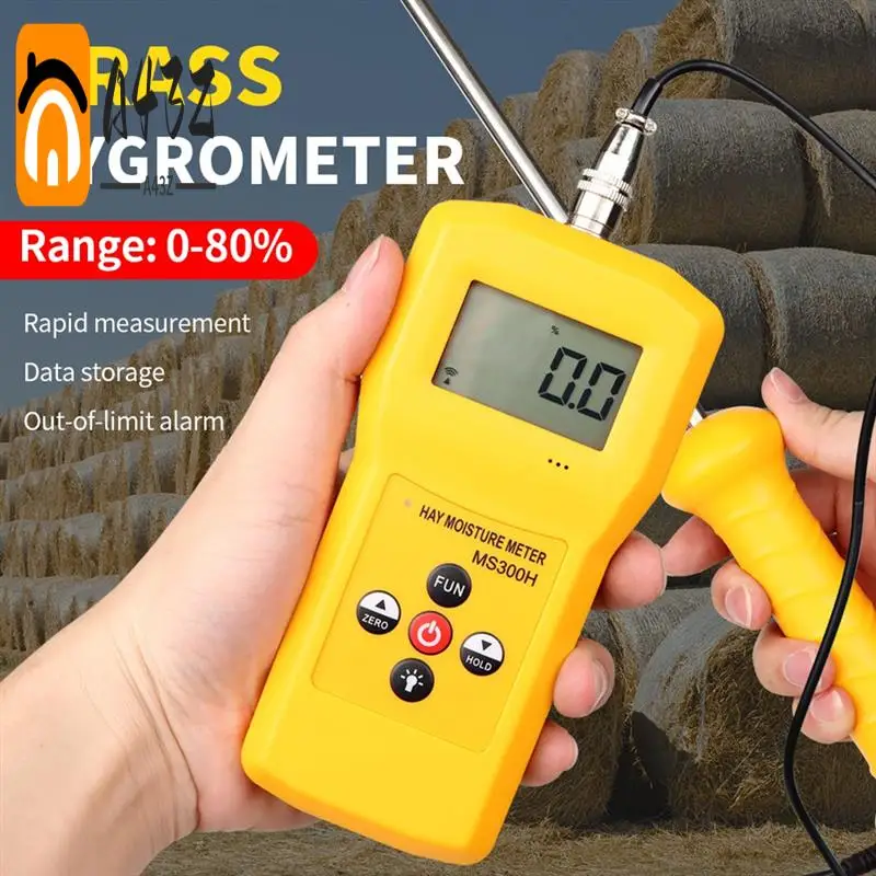 

A43Z-MS300H Portable Hay Moisture Meter With Probe For Hay Bale,Cereal Straw,Forage Grass,Leymus Chinensis Humidity Tester