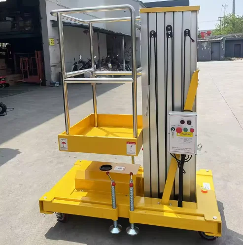 

Customized 4m 6m 8m 9m 10m 150kg/200kg/300kg Self Propelled Hydraulic Aluminium Alloy Vertical Single Mast Lift