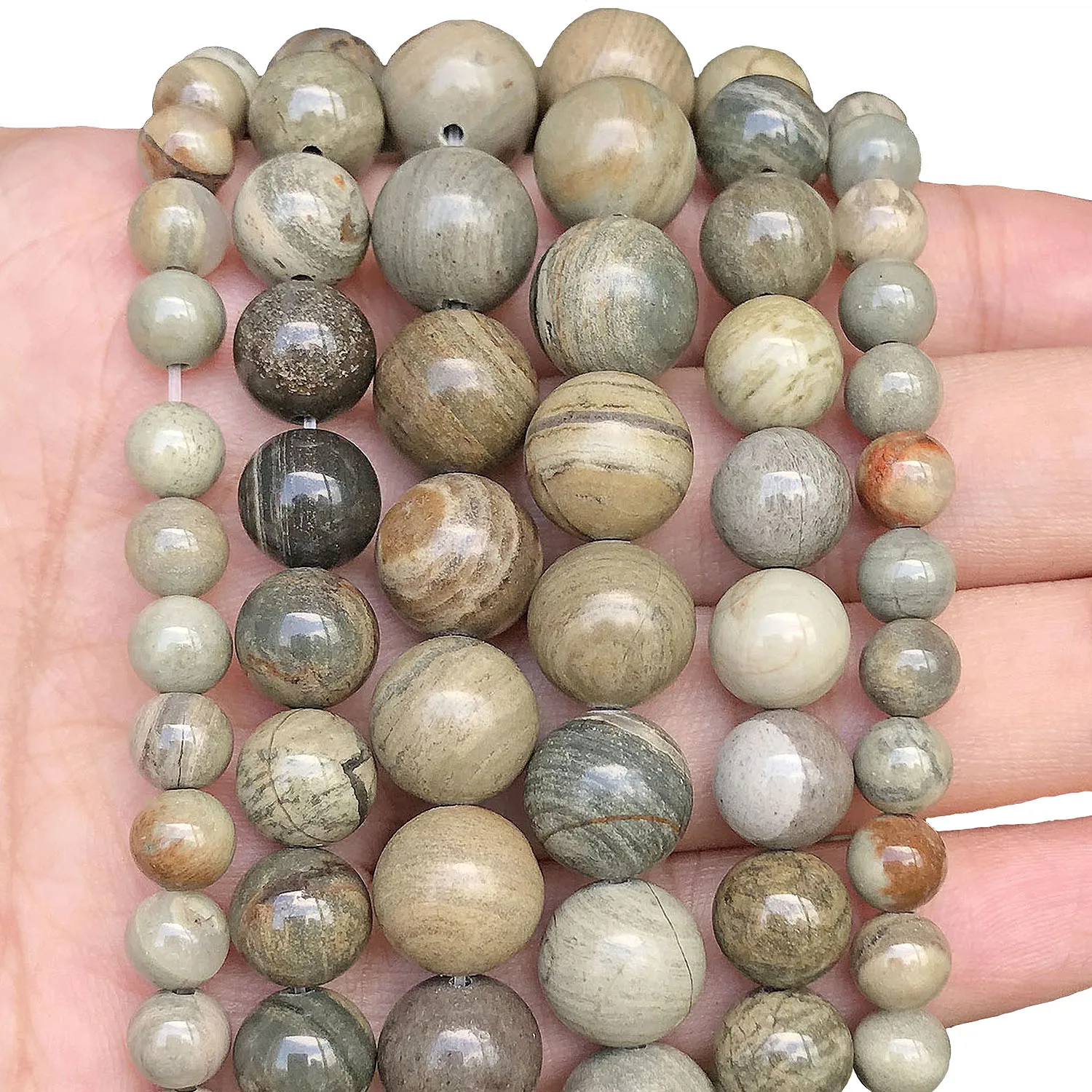 Wholesale 4-12mm Natural Stripe Jasper Stone Beads Round Loose Spacer Beads For Jewelry Making Diy Bracelet Accessories