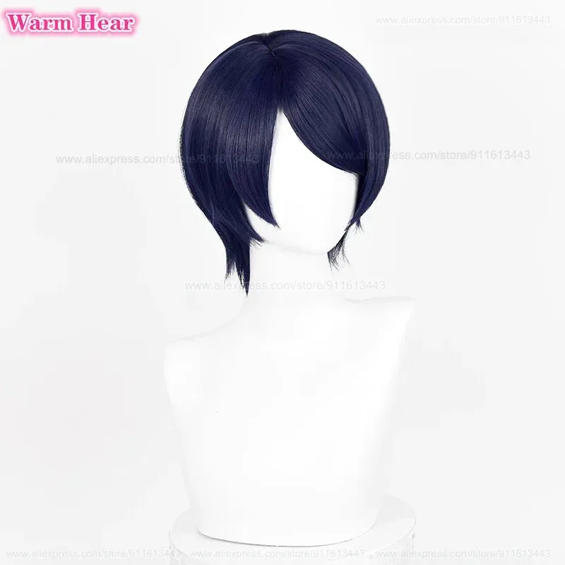 게임 P5 합성 키타가와 유스케 짧은 29cm 블루 블랙 코스프레 애니메이션 내열성 헤어 할로윈 파티 가발 +가발 캡 ir;l5