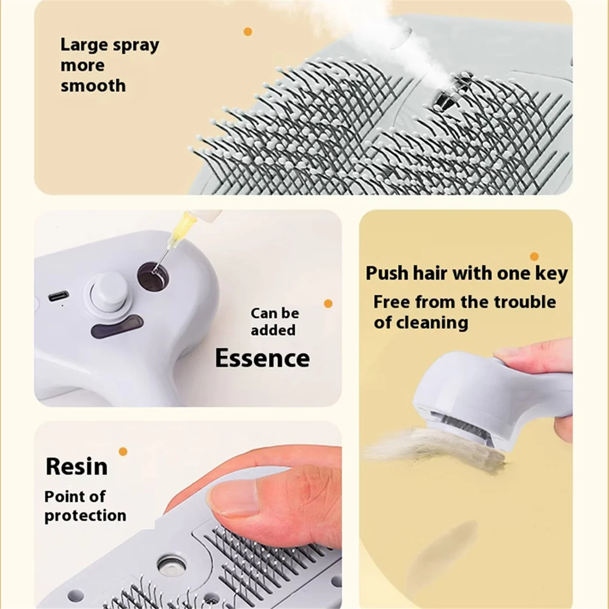 Перезаряжаемая расческа для волос домашних животных, распылитель для ухода за домашними животными, простая щетка для удаления и чистки волос одной кнопкой для домашних животных