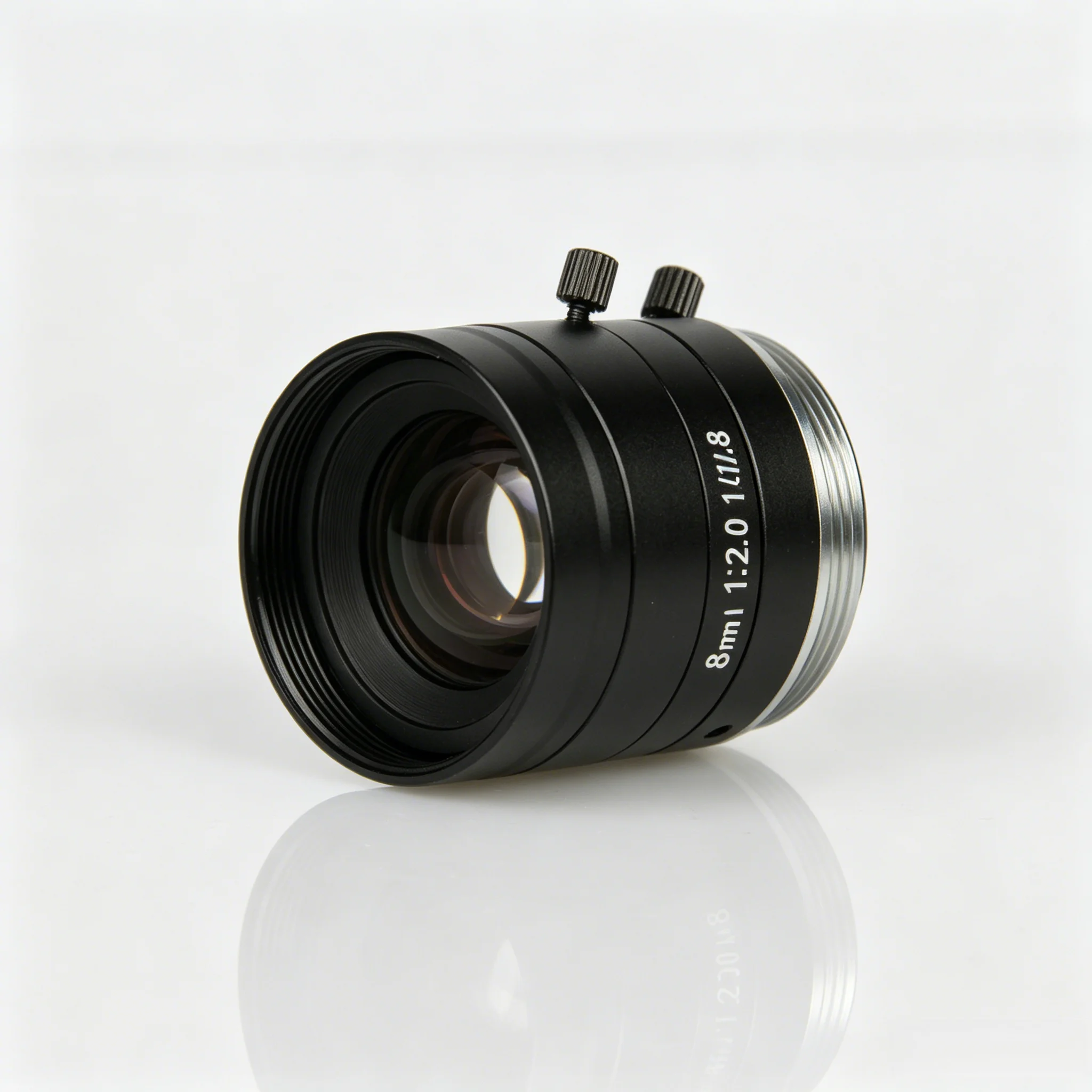 8mm Focal Length C-Mount Industrial Lens for 2MP/3MP/5MP Cameras F2.0-F5.0 Low Distortion Fixed Focus Glass & Aluminium Alloy