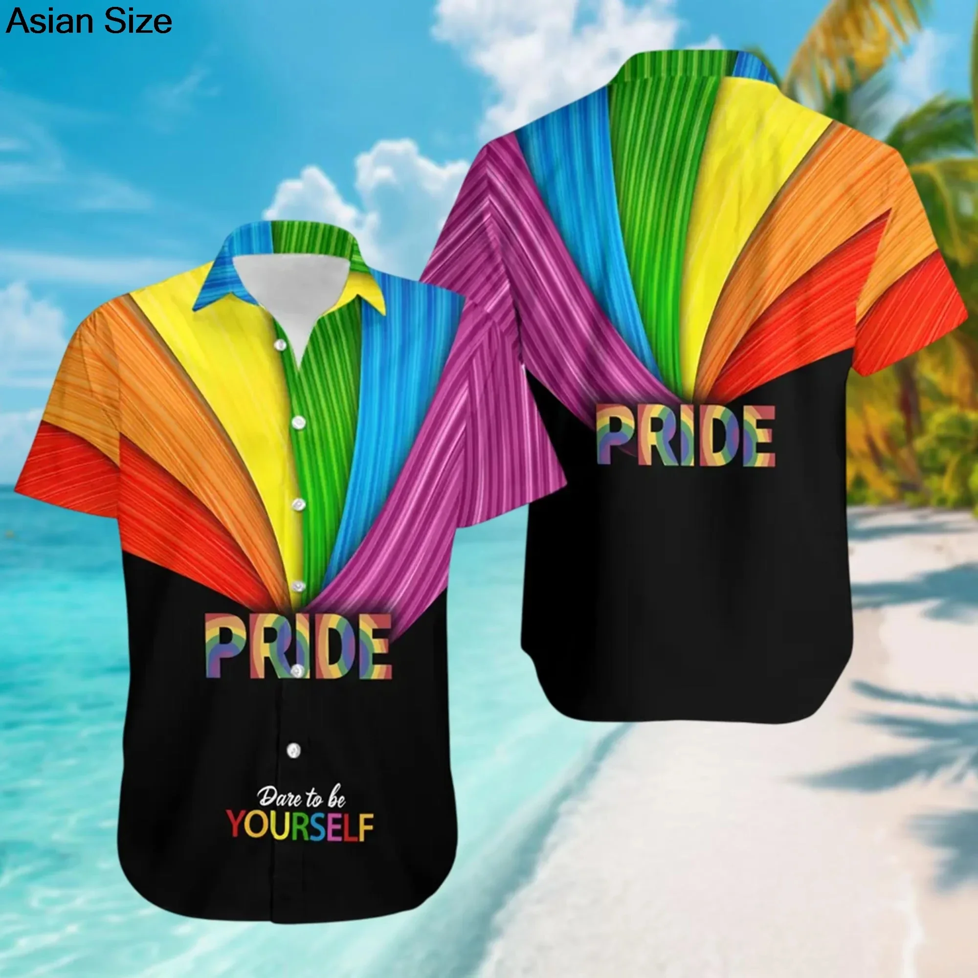 Customization LGBT Be Proud Rainbow Hawaiian Shirt, Love Wins Hawaii Shirt, Pride Button Up Shirt, LGBT Pride Month Shirt