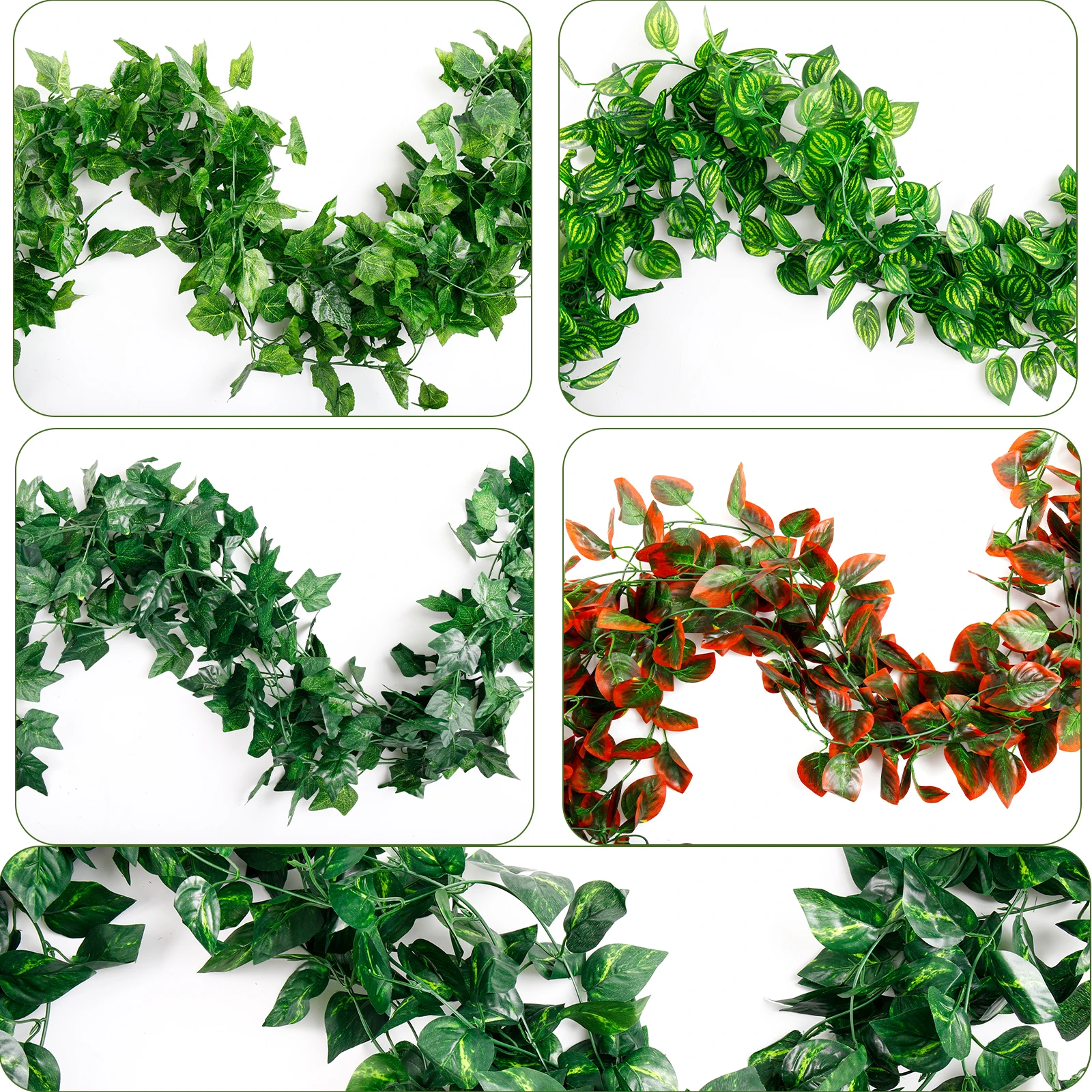 2.4m Artificial Ivy Leaves Fake Plant Creeper Festive Party Wedding Home Wall Hanging Vine Simulation Decorations Greenery Decor