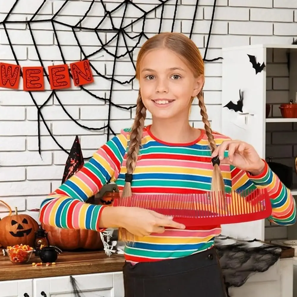 Peine grande portátil ligero para Halloween, peine de plástico delicado de dientes anchos, decoración de mascarada, peine grande gigante compacto para fiesta