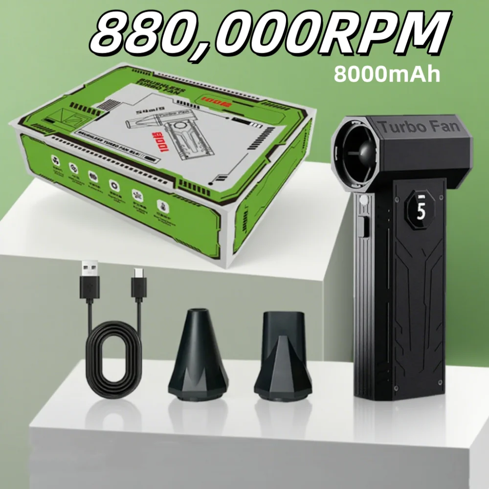 

Super 880000 RPM Brushless Motor Electric Turbo Jet Fan High-Speed Turbo Violent Fan USB Rechargeable Powerful Dust Blower 55m/s