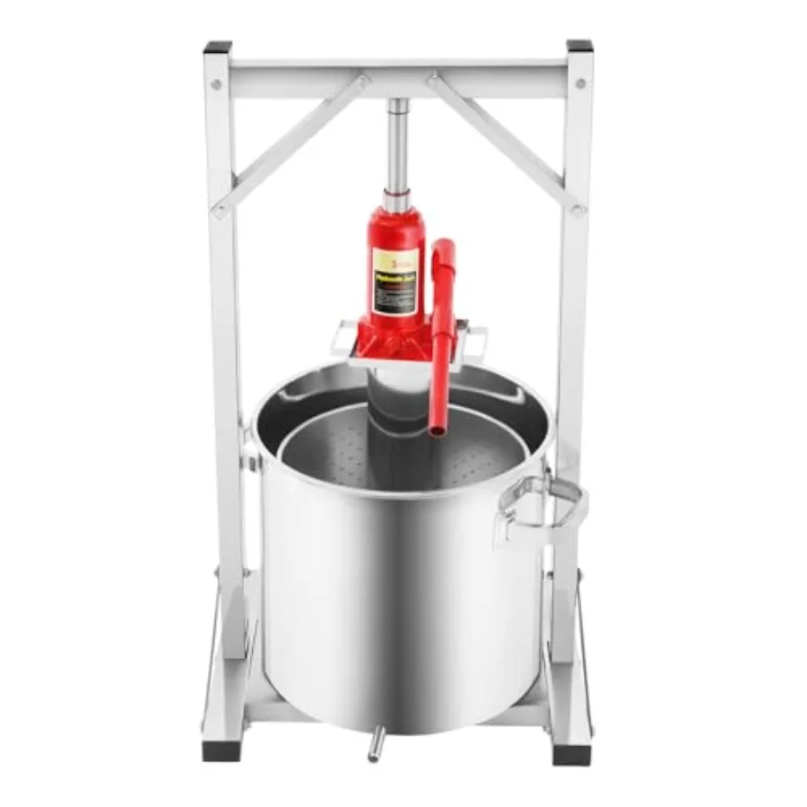 Prensa hidráulica de frutas de 8,82 gal, 33L, prensa de vino y fruta de 3 toneladas con cubo de filtro, exprimidor de mano hidráulico con soporte H