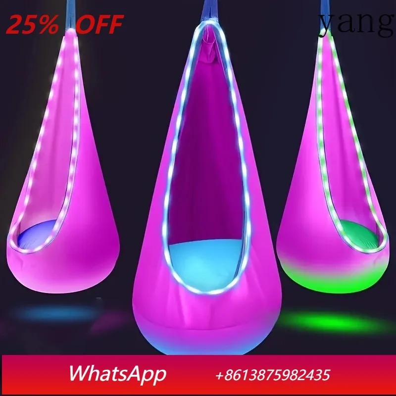 

Glowing Portable Hanging Chair LED Hammock Inflatable Suspended Children Single Hammocks Plush Indoor Swing Hammocks with Light