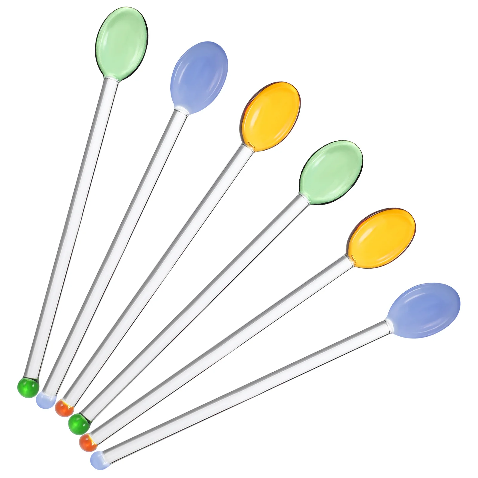 

6pcs Glass Swizzle Sticks Assorted Colors Bar Home Kitchen Hotel Use Mixing Lemonade Iced Tea Coffee Stirrer Tools