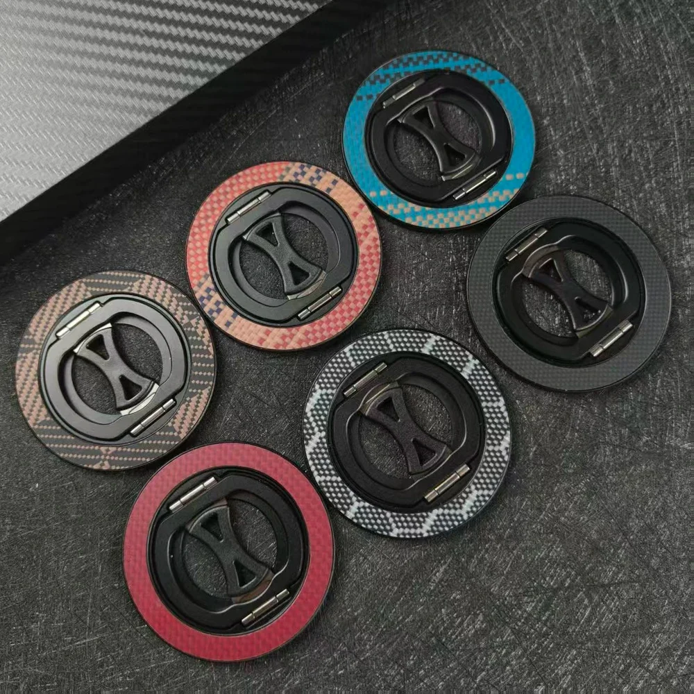 

Магнитный держатель для телефона из углеродного волокна для MagSafe, кевларовая подставка для кольца на палец для iPhone 17, 16, Pro Max 15, 14, 13, 12, Samsung