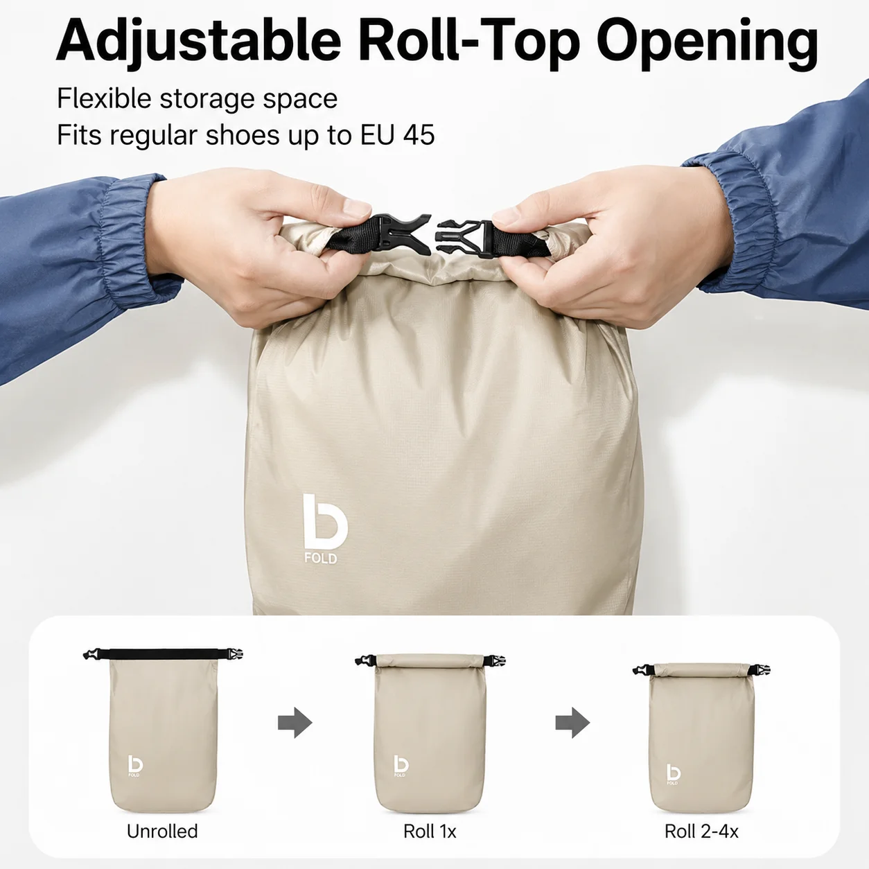 Nylon-Hängeschuhtasche, tragbarer, leichter Rucksack, externe Schuhaufbewahrungstasche, faltbar, für Reisen, Fitness, Wandern, Outdoor – Detail 6