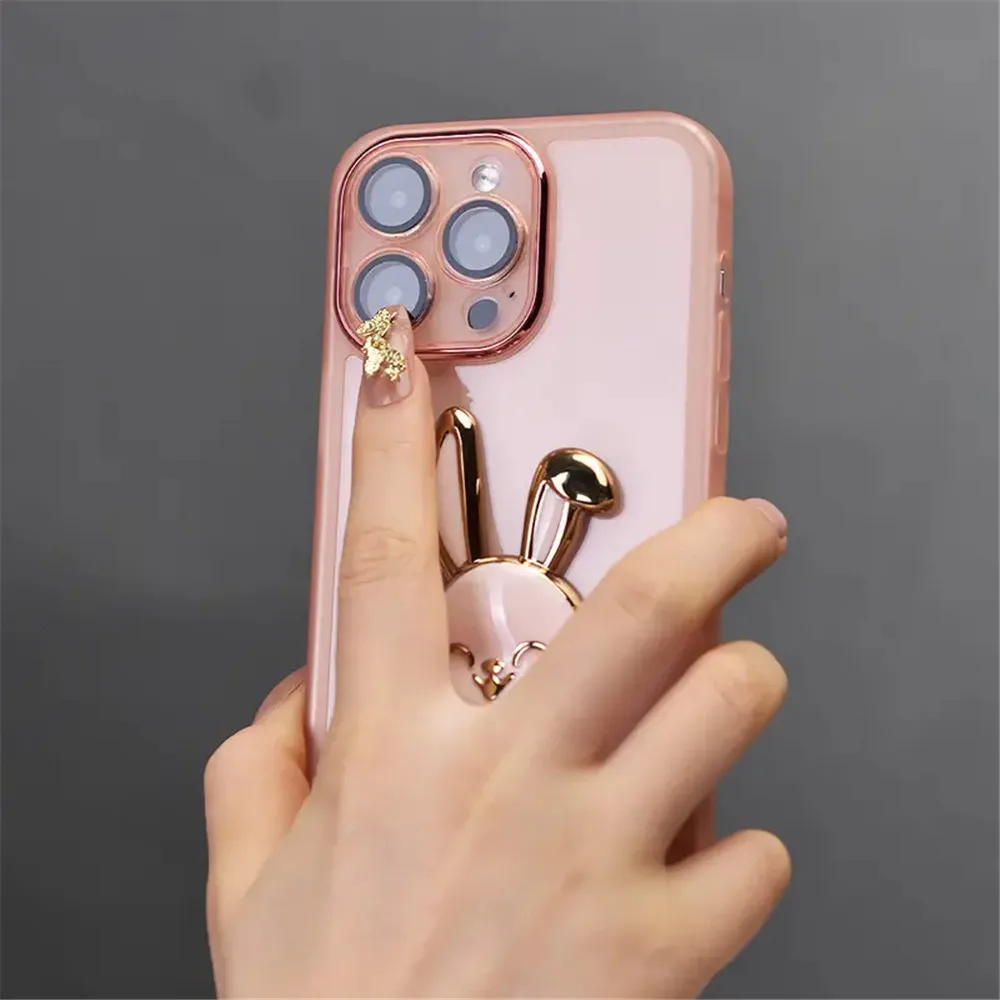 Cute Rabbit Holder Phone Bracket Case For Huawei Honor 200 Pro X6B X8B X6S X6A X7A X8A X9A Soft Silicone Cover Honor 200 Lite