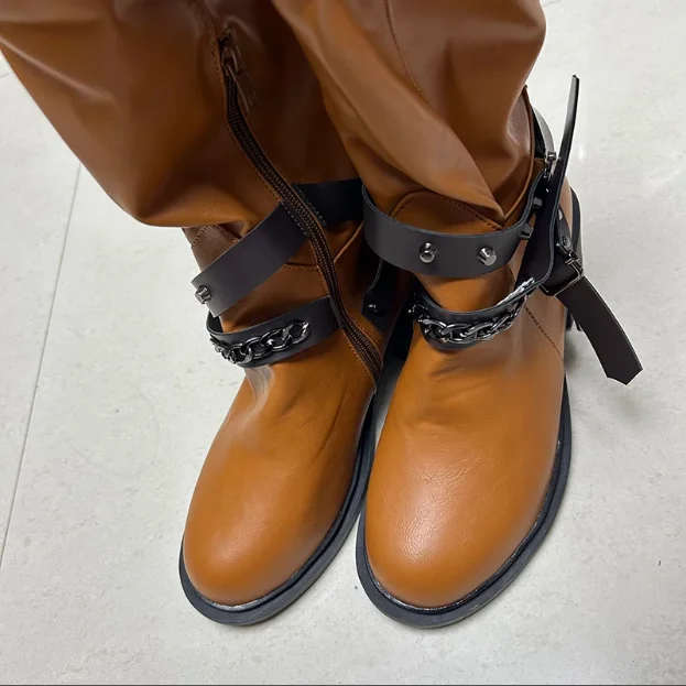 Botas medievais steampunk homem mulher viking pirata nova fivela de cinto botas femininas saltos grossos saltos médios tamanho grande 34-43