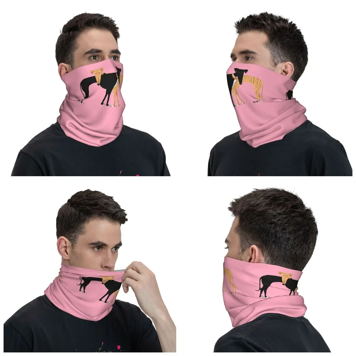 Custom Greyhound Dog Winter Headband Neck Warmer Men Women Ski Running Tube Scarf Head Rest Brindle Hound Face Bandana Gaiter