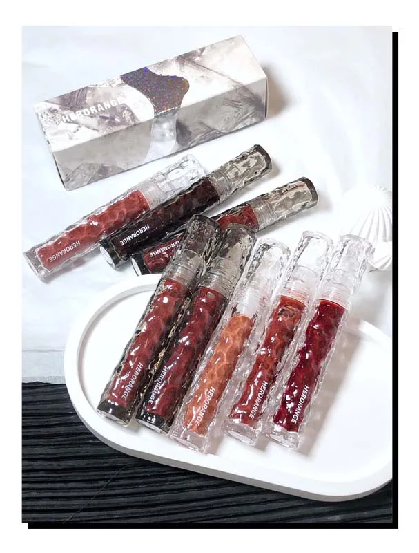 HERORANGE Glacier Rock Mirror Water Glazed Lip Glaze spendet Feuchtigkeit und bildet einen Film, der nicht leicht verblasst. – Detail 8