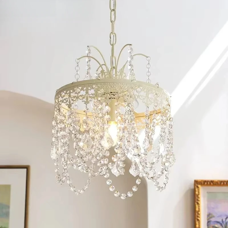 SANDYHA Modern Ceiling Chandelier Transparent Crystal Pendant Light for Bedroom Living Room Dining