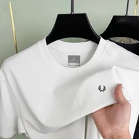 New luxury brand cotton men's round neck seamless short sleeve T-shirt summer fashion wheat embroidery original Korean style top