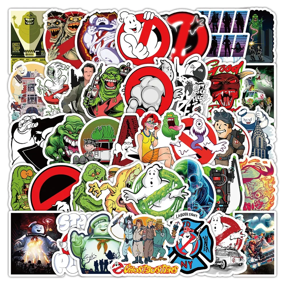 53 قطعة ملصقات الرسوم المتحركة Ghostbusters ملصق الفيلم المخيف لعبة الشارات سجل القصاصات الأمتعة المحمول الغيتار الدراجة لعبة مضحكة