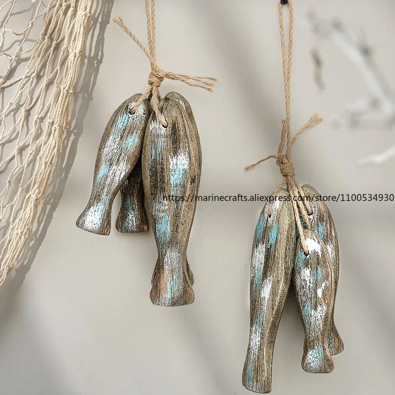 European Minimalist Vintage Creative Wooden Fish Ornament Homestay Wall Decoration Bar Wall Hanging Ornament
