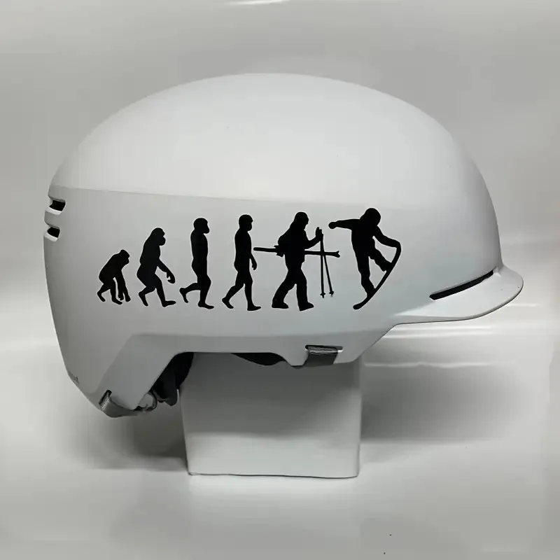 1pc Snowboarding Evolution 2D Flat Waterproof Vinyl Sticker, 1pc Durable Anti-Scratch Decal for Car & Motorcycle Helmet