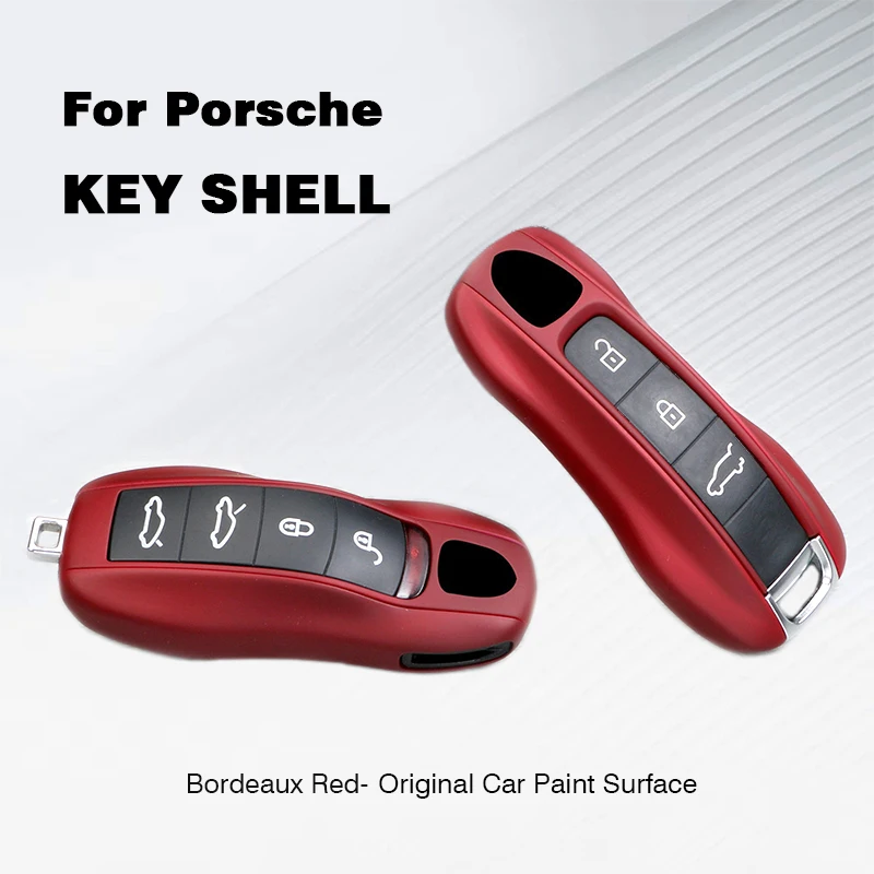 

For Porsche Macan Cayenne Panamera Cayman 718 Boxster 982 911 Taycan Bordeaux Red Car Key Case Cover Shell