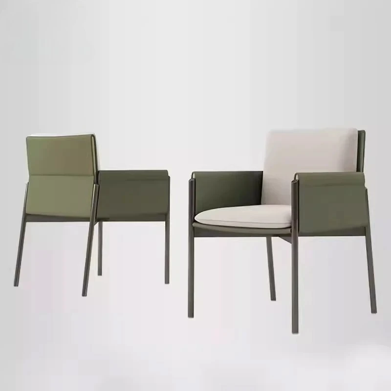 Light luxury microfiber leather dining chair model room sales office villa living room balcony negotiation single chair