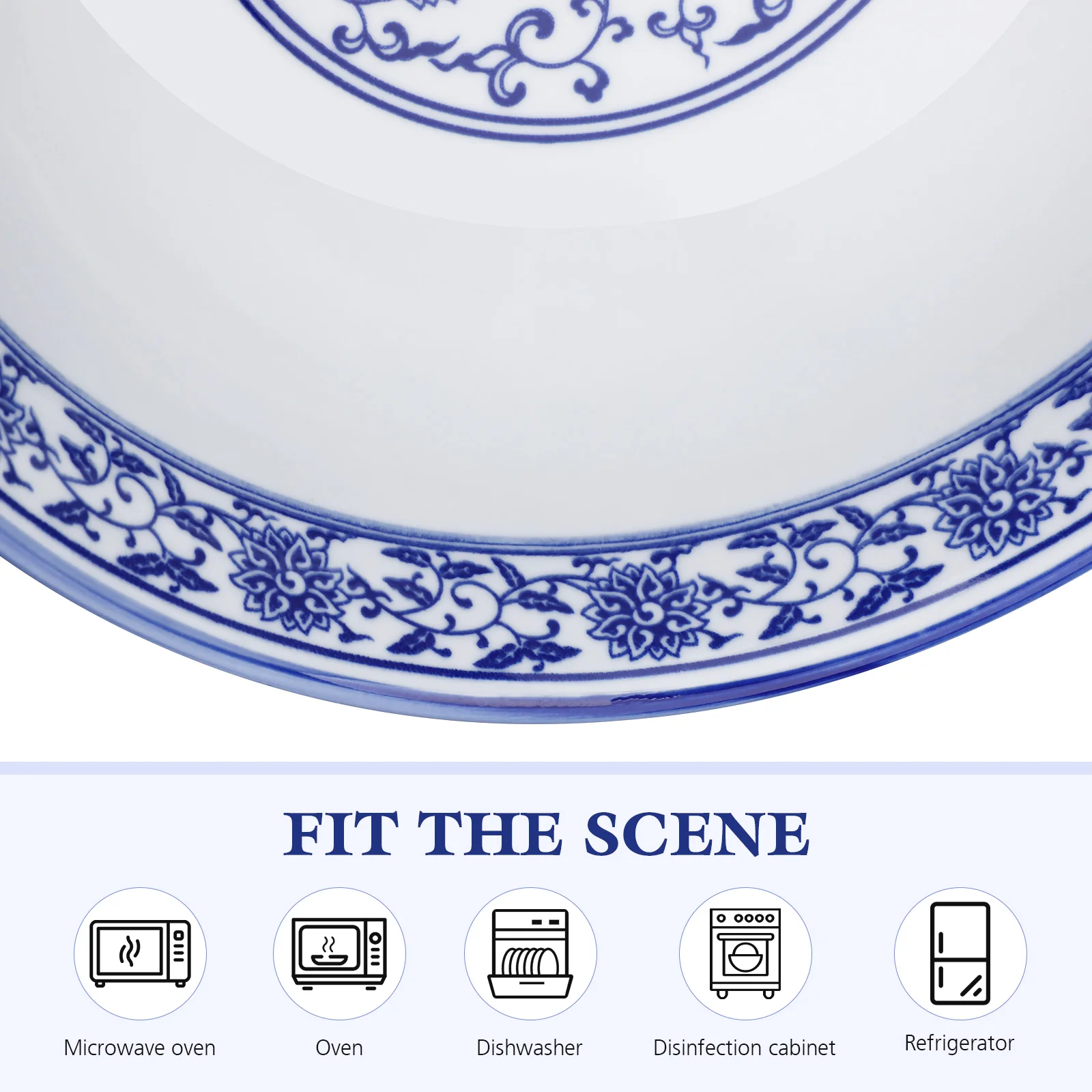 

1Pcs Chinese Style Blue and White Porcelain Ceramic Bowl Suitable for Cold Hot Meals Ramen Soup Noodle Kitchen