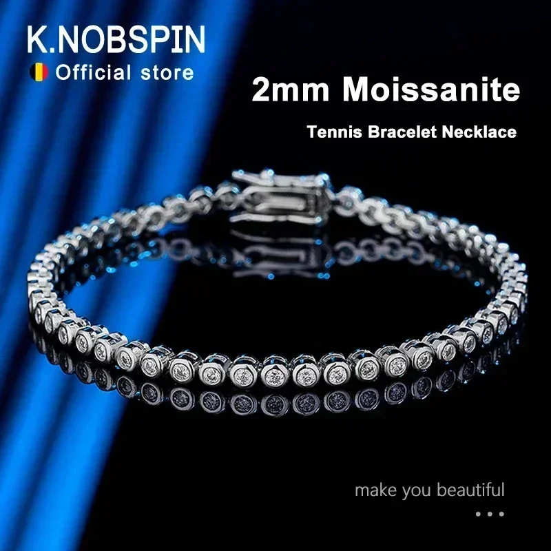 

New 2mm Moissanite Tennis Bracelet for Woman Men Hip Hop Chain with GRA 100% Sterling Sliver 18k White Gold Plated Bracelet