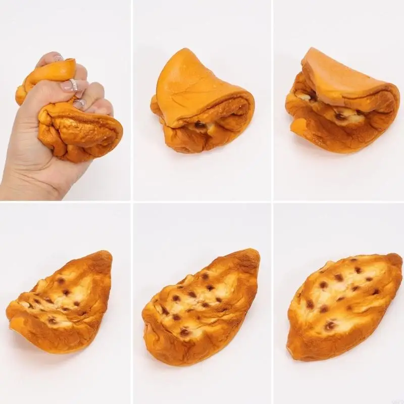   Soft PU Bread Shaped Hand Squeeze Toy, Slow Rising Stress Relief Desk Break Toy for Travel Carry, Office Use and Calm Play