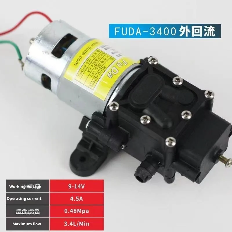 FUDA بخاخ كهربائي زراعي مضخة مياه عالية الضغط عالية الطاقة 12 فولت مضخة محرك الظهر لإعادة تدوير الضغط العالي