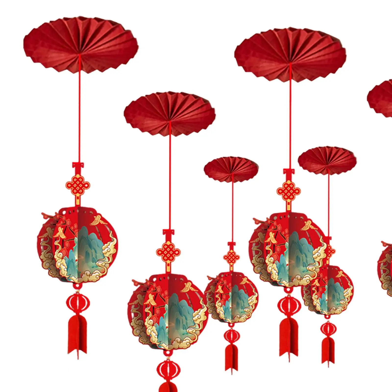 Chinese Tassel Red Paper Pendant Ceiling Hanging Ornaments Set for 2026 Spring Festival Home Decoration view 5