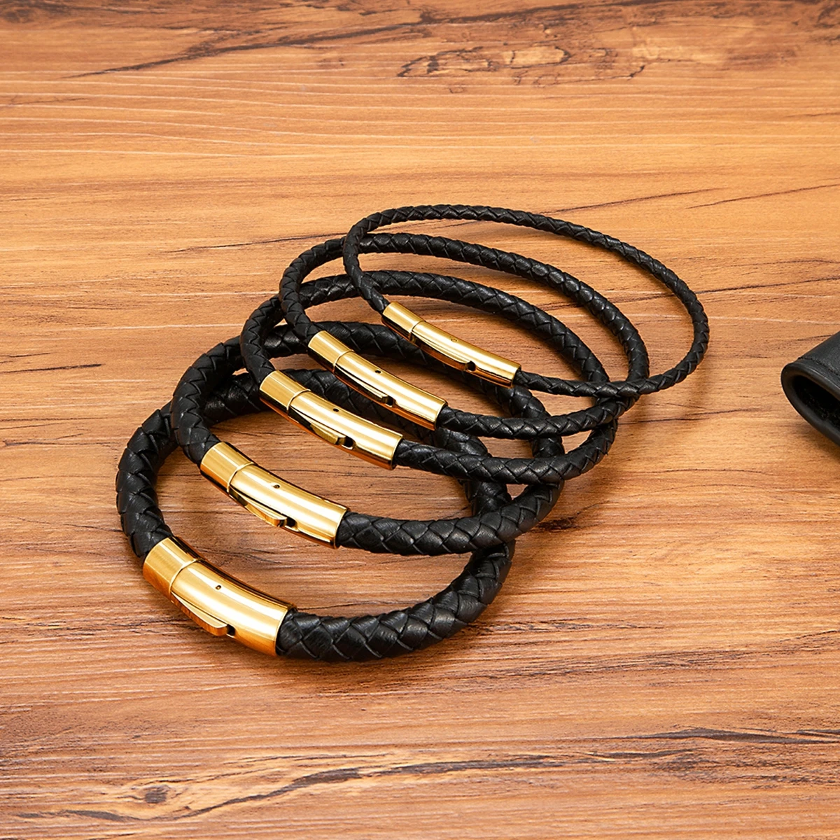 XQNI 3/4/5/6/8mm Men Leather Bracelet Bangle 3 Colors Braided Magnetic Clasp Simple Style Custom Handmade Accessories Wholesale