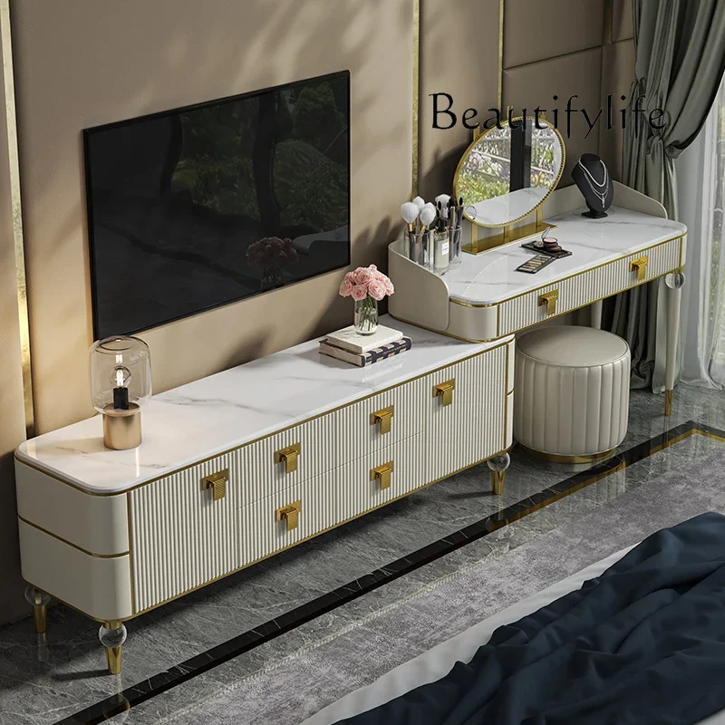 Light luxury dresser combination bedroom simple marble modern TV cabinet storage integrated makeup table